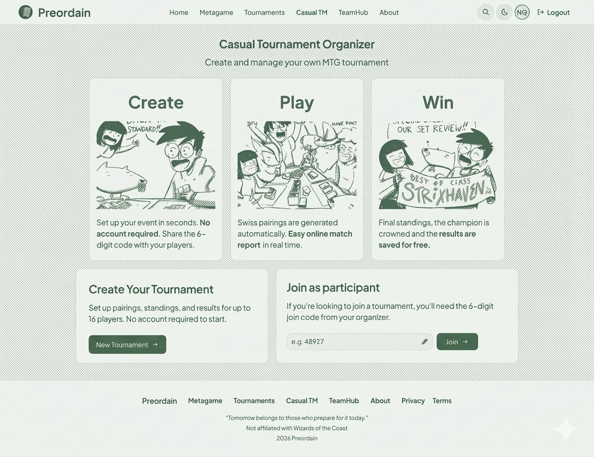 Casual Tournament Organizer Tool Mockup