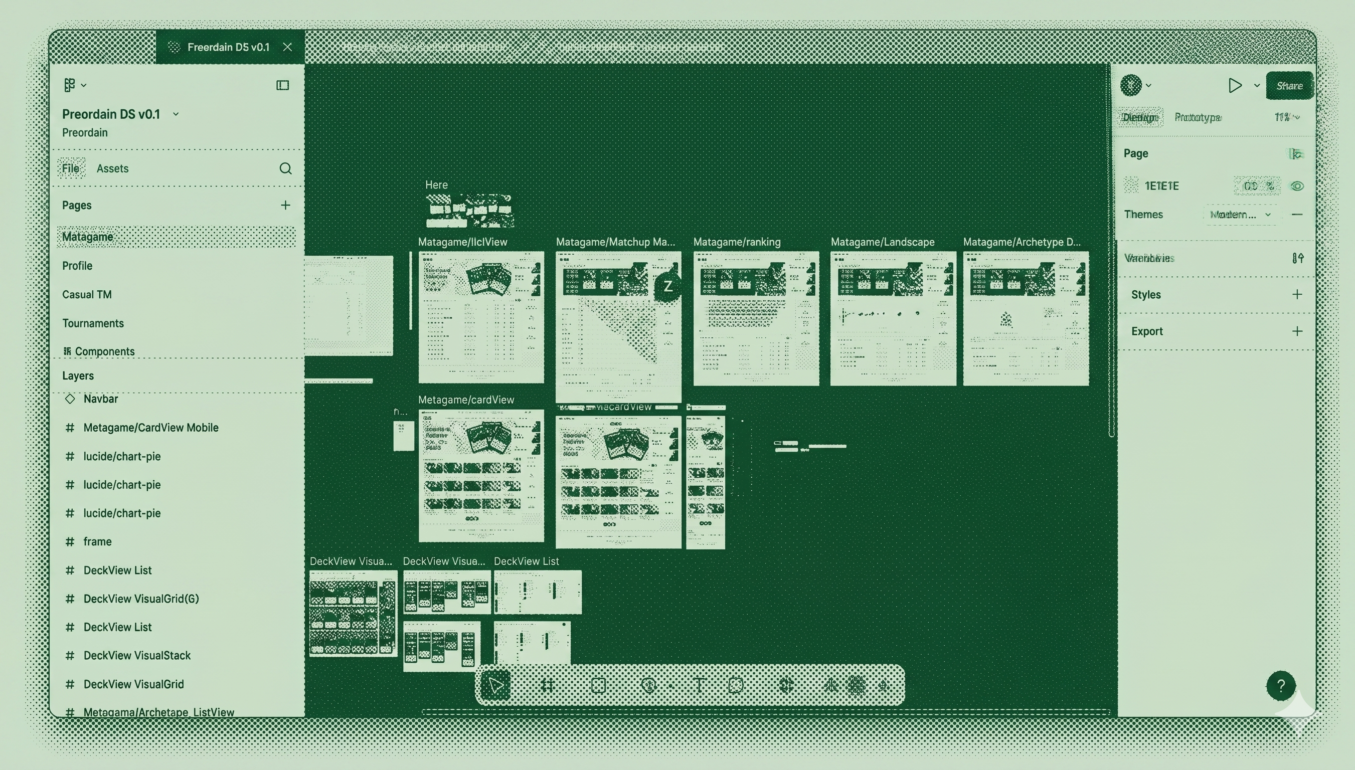 Figma workspace showing complex UI component architecture