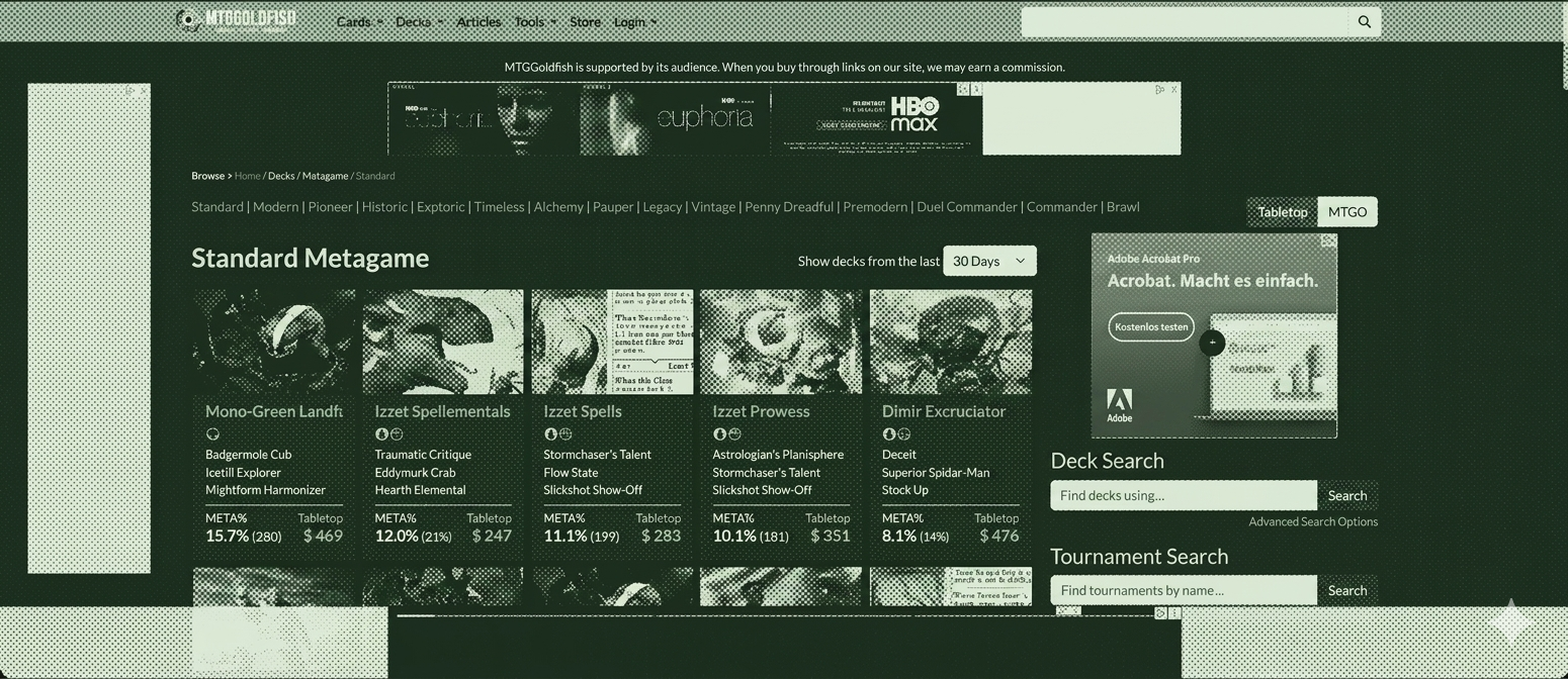 mtggoldfish website overload with ads